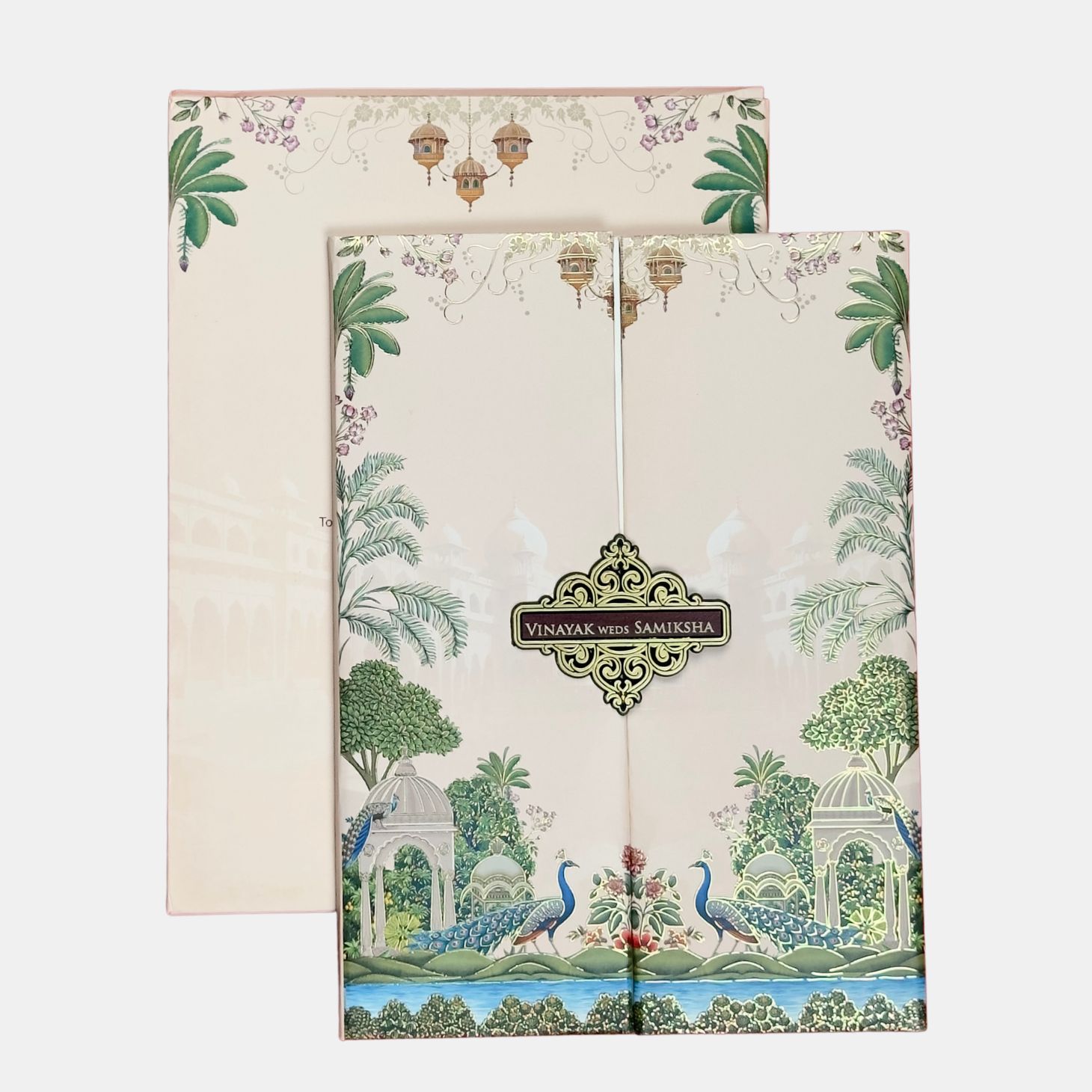 Royal Peacock Palace Wedding Invitation Card